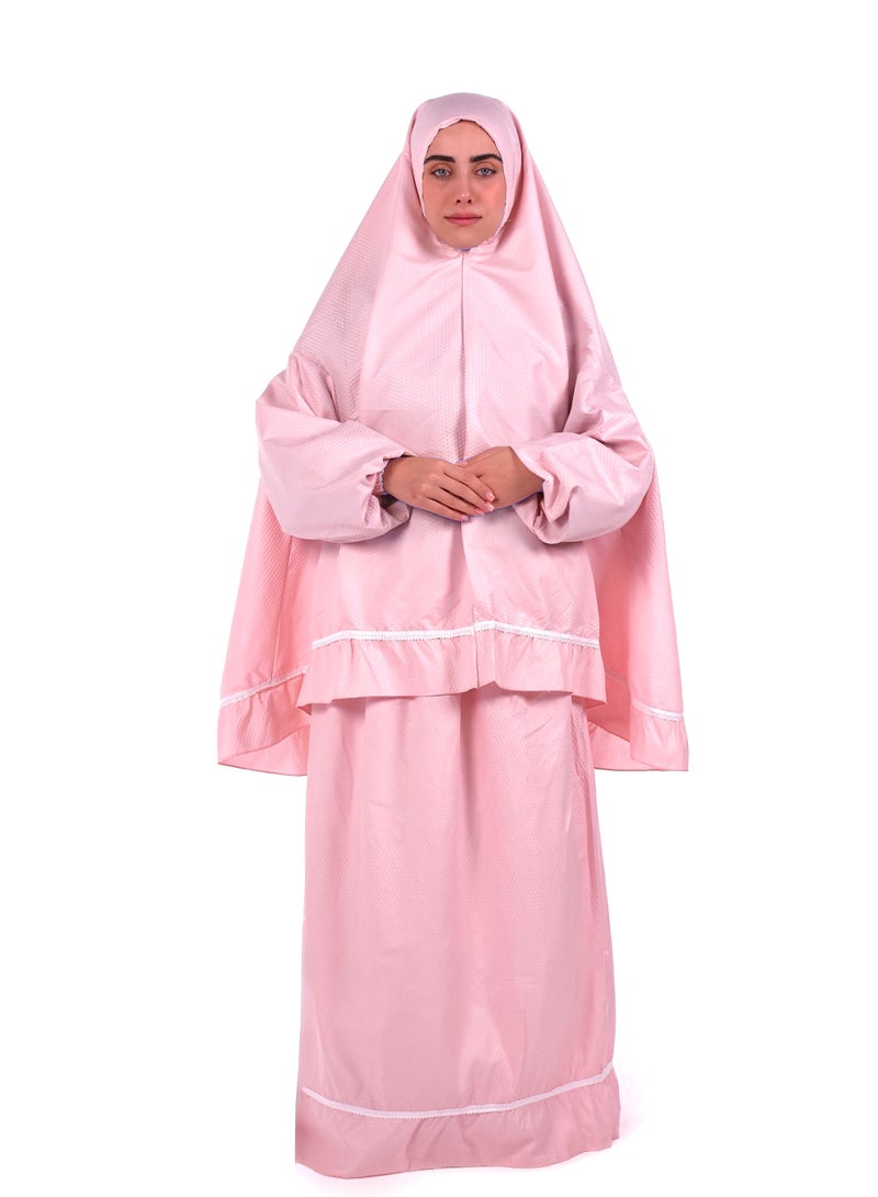 Two pieces islamic prayer robe dress set with sleeve